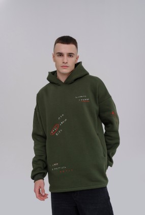 Худі хакі з вишивкою Тримай, M/L