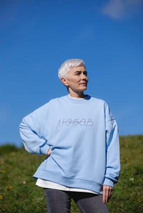 Світшот блакитний Журавлі, XS/S