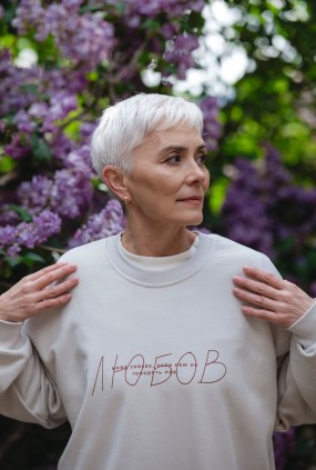 Світшот cірий Журавлі, XS/S